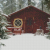 Snowfall Forest Cabin 5D Diamond Painting Art