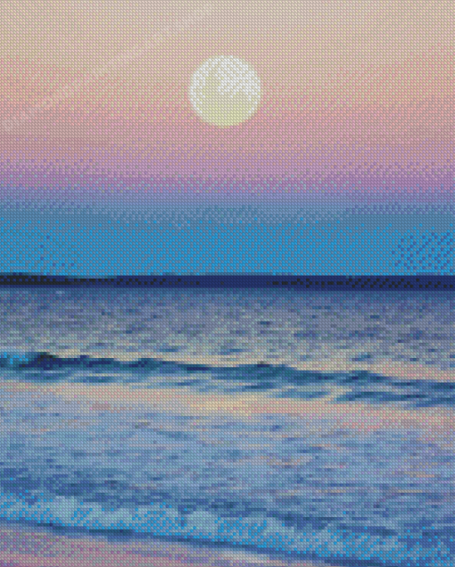 Sunset Moon Over Ocean Diamond Painting