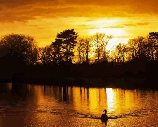 Sunset Over Bushy Park Diamond Painting Art