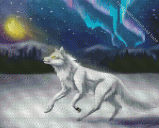 Wolf With Lights Diamond Painting Art
