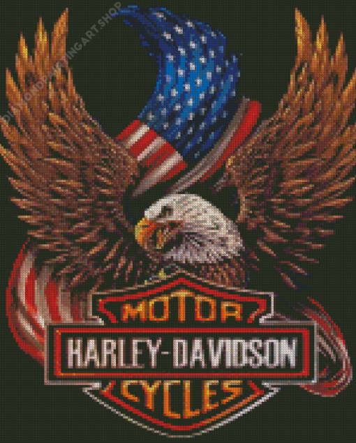 Eagle With Harley Davidson Diamond Painting Art