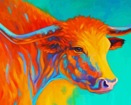 Colorful Longhorn Animal Diamond Painting Art