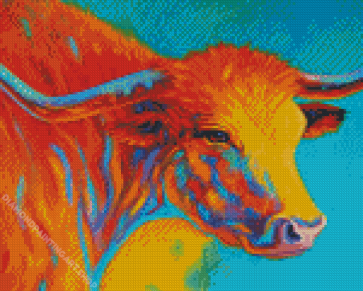 Colorful Longhorn Animal Diamond Painting Art