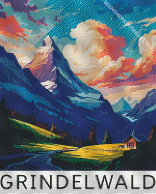 Grindelwald Switzerland Poster Diamond Painting Art
