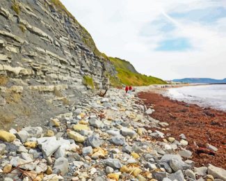Lyme Regis Beach Rocks Diamond Painting Art