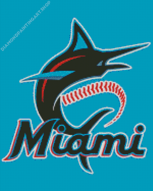 Miami Marlins Logo Diamond Painting Art