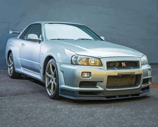 Nissan R34 Skyline Gtr Diamond Painting Art