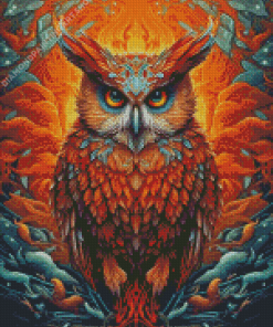 Orange Owl Bird Diamond Painting Art