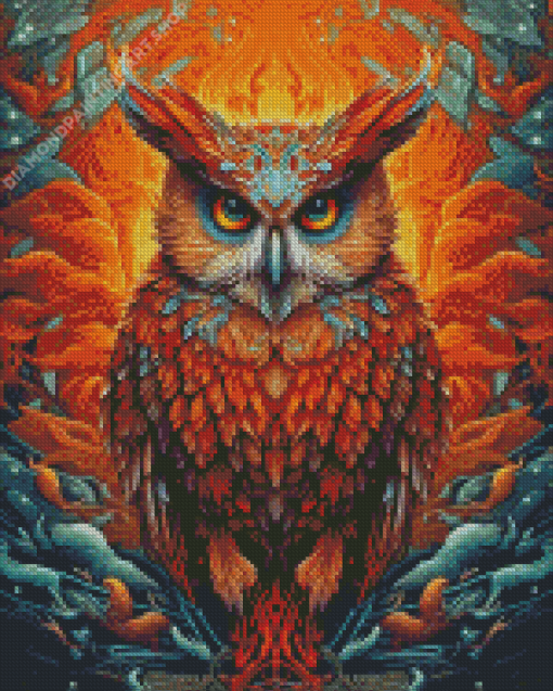 Orange Owl Bird Diamond Painting Art
