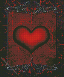 Red Gothic Heart Diamond Painting Art