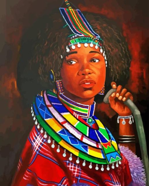 Abstract Maasai Girl Diamond Painting Art