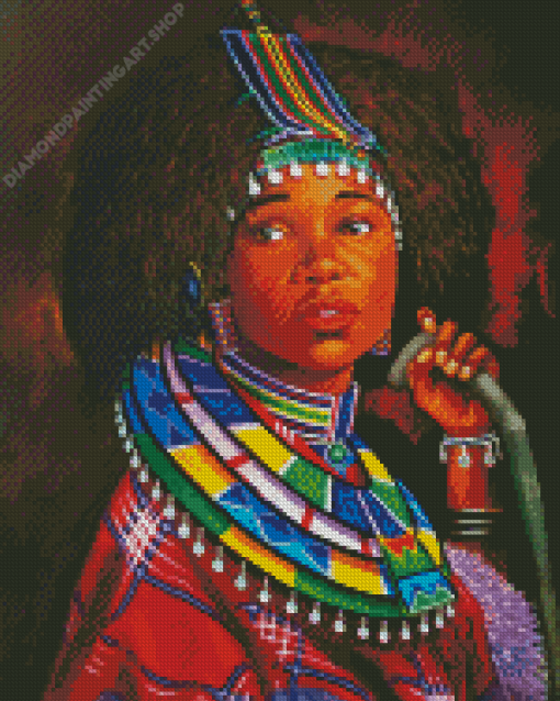 Abstract Maasai Girl Diamond Painting Art