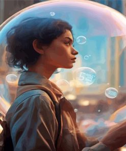 Girl Blowing Bubbles Diamond Painting Art