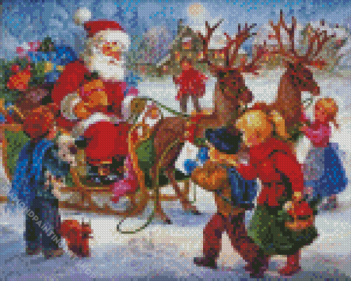 Christmas Vintage Santa Clause Diamond Painting Art