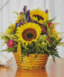 Flowers With Sunflowers Diamond Painting Art