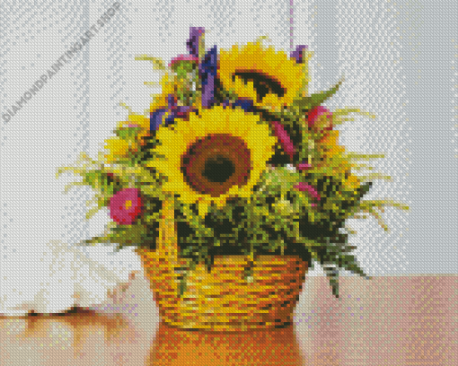 Flowers With Sunflowers Diamond Painting Art