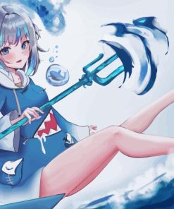 Anime Girl Gawr Gura Diamond Painting Art