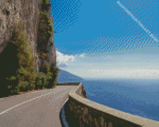 Italy Road With Seascape Diamond Painting Art