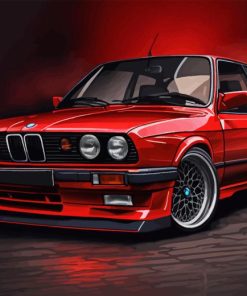 Red Bmw E30 Art Diamond Painting Art