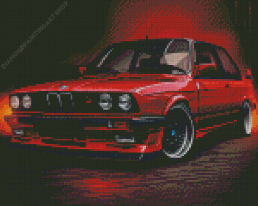 Red Bmw E30 Art Diamond Painting Art