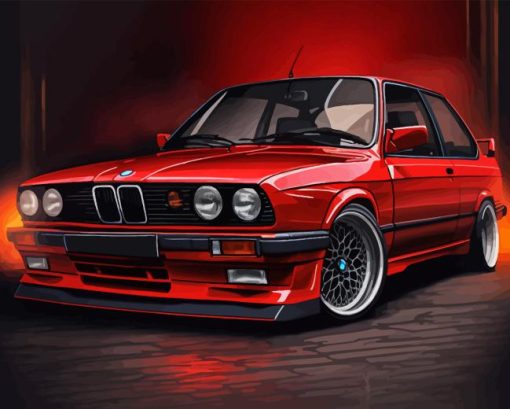 Red Bmw E30 Art Diamond Painting Art