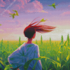 Girl In A Corn Field Diamond Painting Art