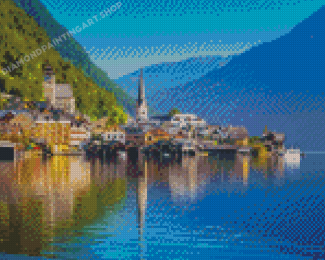 Hallstatt Lake Austria In The Summer 5D Diamond Painting Art