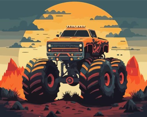 Illustration Monster Jam Diamond Painting Art