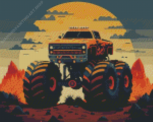 Illustration Monster Jam Diamond Painting Art