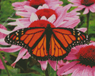 Monarch Butterfly On Flowers Diamond Painting Art