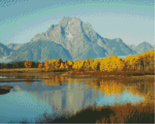 Mount Moran Lake In Autumn Diamond Painting Art