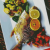 Pompano Fish Dish Diamond Painting Art