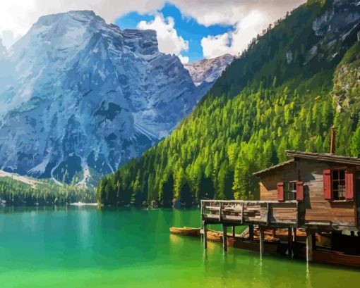 Pragser Wildsee Lake Diamond Painting Art