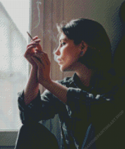 Sad Lady Smoking Diamond Painting Art