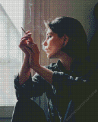 Sad Lady Smoking Diamond Painting Art