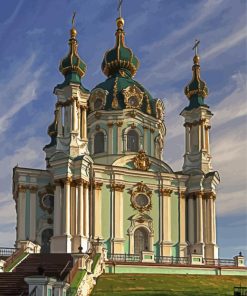 St Andrews Church In Kiev Ukraine Diamond Painting Art