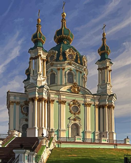 St Andrews Church In Kiev Ukraine Diamond Painting Art