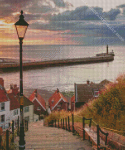 Whitby Abbey Steps At Sunset Diamond Painting Art