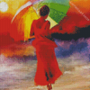 Woman Holding Umbrella Diamond Painting Art
