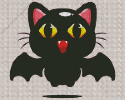 Cute Black With Bat Wings Diamond Painting Art