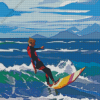 Pop Art Surfing Man Diamond Painting Art
