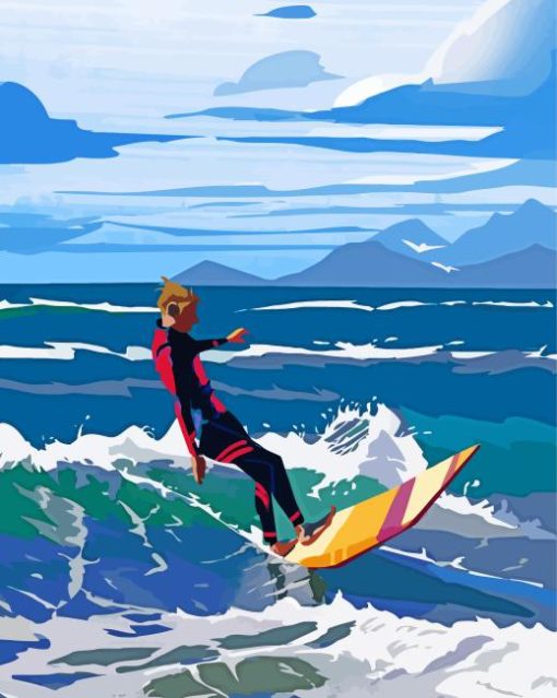 Pop Art Surfing Man Diamond Painting Art