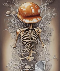 Skeleton With Mushroom Head Diamond Painting Art