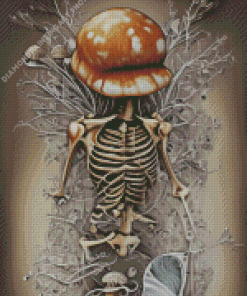 Skeleton With Mushroom Head Diamond Painting Art