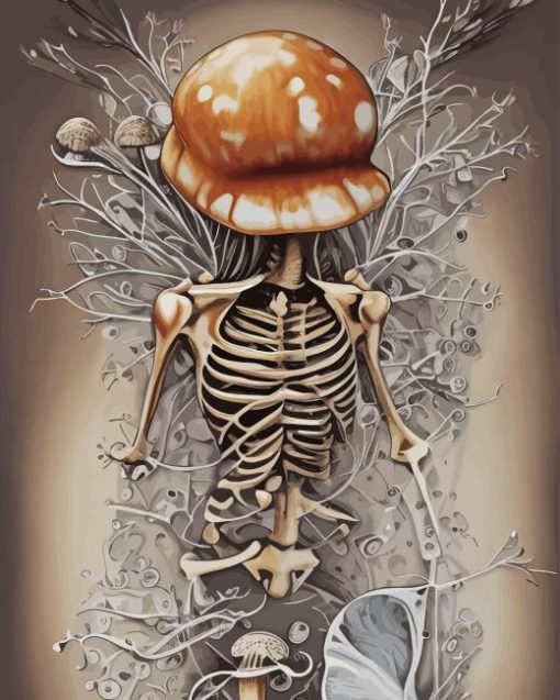 Skeleton With Mushroom Head Diamond Painting Art