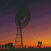 Western Windmill Silhouette Sunset Diamond Painting Art