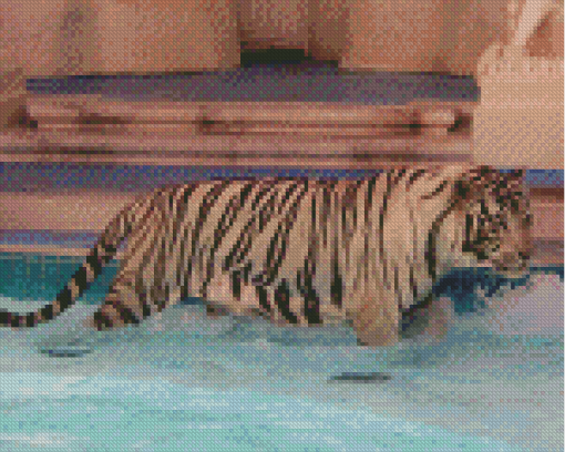 White Tiger In Pool Diamond Painting Art