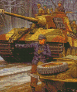 WW2 German Tiger Tank 5D Diamond Painting Art