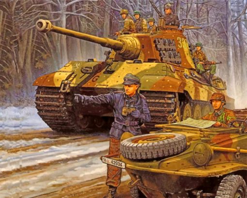 WW2 German Tiger Tank 5D Diamond Painting Art