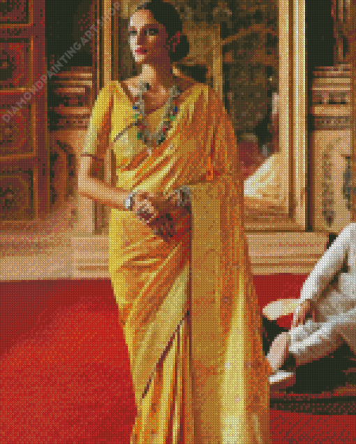 Yellow Saree Diamond Painting Art